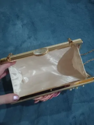 Bolso Cartera Dorado Flores Eventos