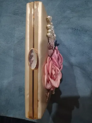 Bolso Cartera Dorado Flores Eventos