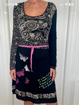 Vestido Desigual manga larga estampado mariposas