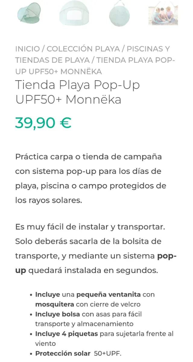 Carpa infantil Monnëka FP50+