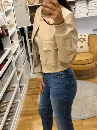 Chaqueta polipiel beige S