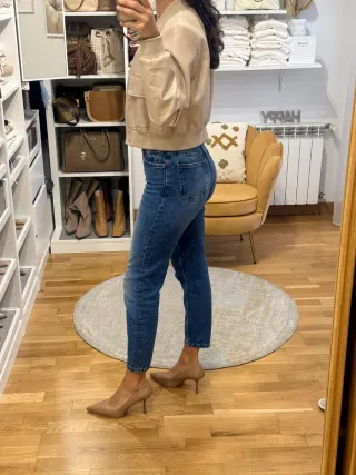 Chaqueta polipiel beige S