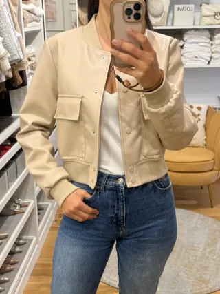 Chaqueta polipiel beige S