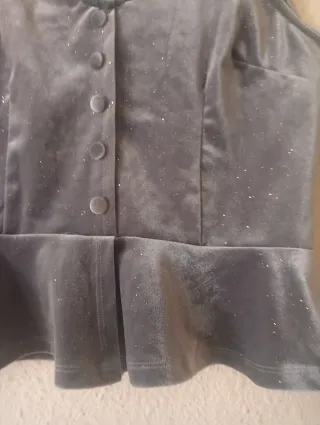 Top fiesta gris terciopelo con brillantes en oro