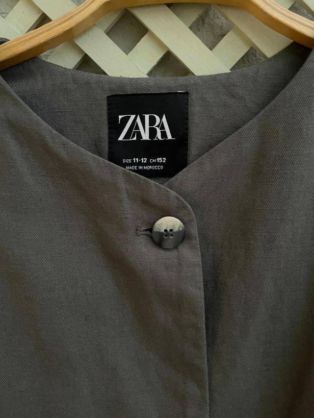 Chaqueta Zara Lino Algodón Gris