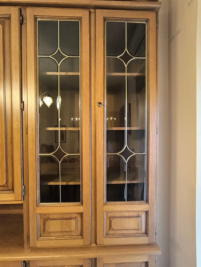 Mobile soggiorno angolare legno e vetro