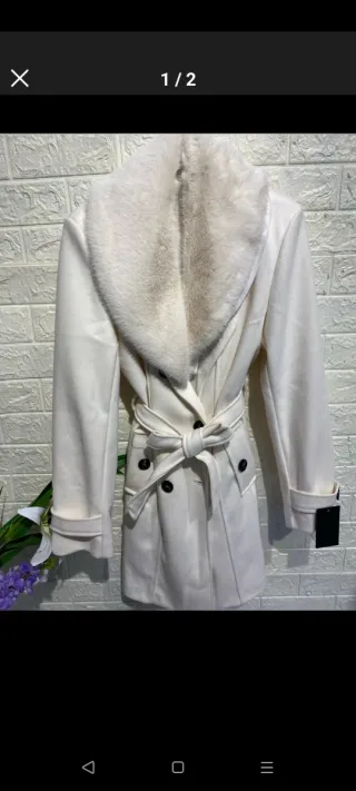 Cappotto donna bianco con pelliccia