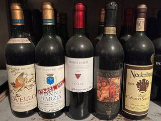 5 Bottiglie Vuote Vino d'Epoca da Collezione