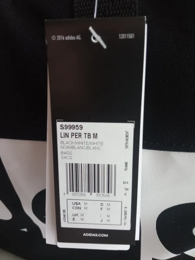 Borsone Adidas M nero e bianco nuovo