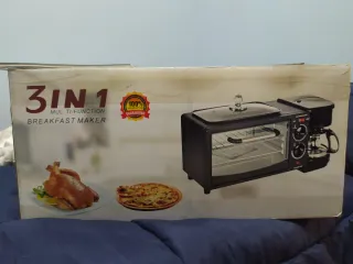 Desayunador 3 en 1: Tostador, Cafetera y Plancha