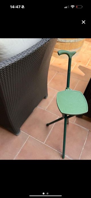 Bastón con asiento plegable verde