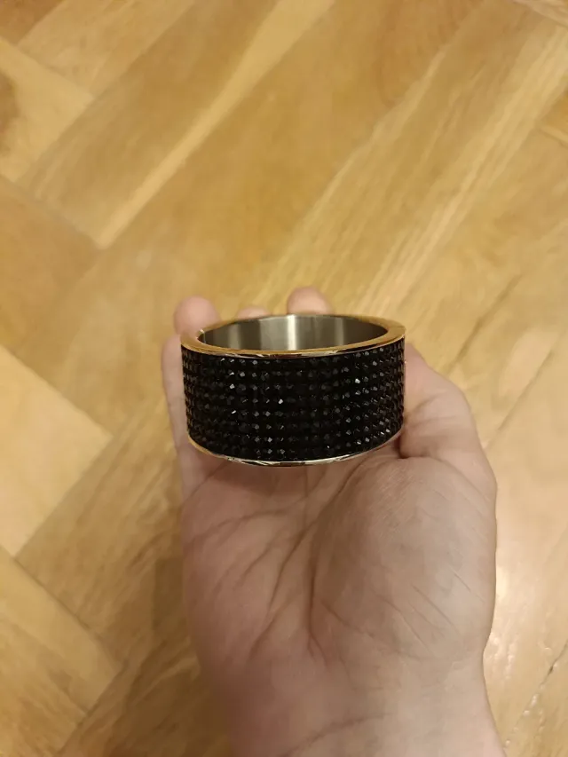 Pulsera Swarovski Negra y Plateada