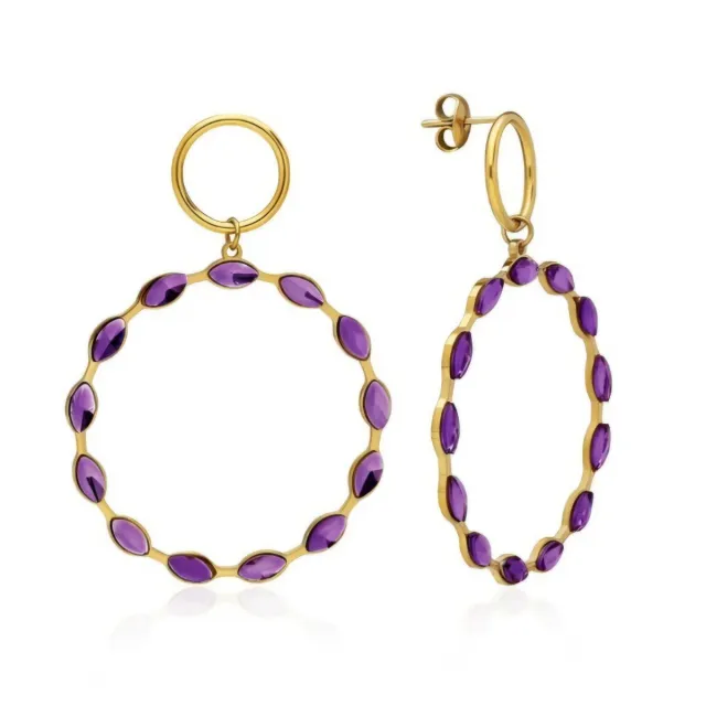 Pendientes Aros Cristal Amatista Acero 316 L