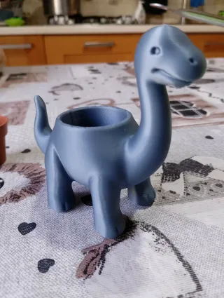 Vasetto Dinosauro Brontosauro grigio Stampa 3D