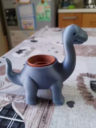 Vasetto Dinosauro Brontosauro grigio Stampa 3D