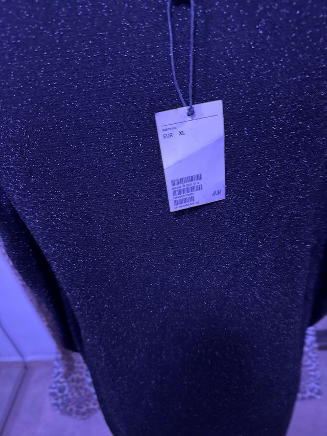 Vestido Lurex Negro Manga Larga