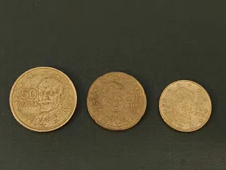 Lote 3 Monedas Euro Grecia 10, 20, 50 Cent.