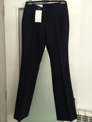Pantalón recto azul marino mujer Zara