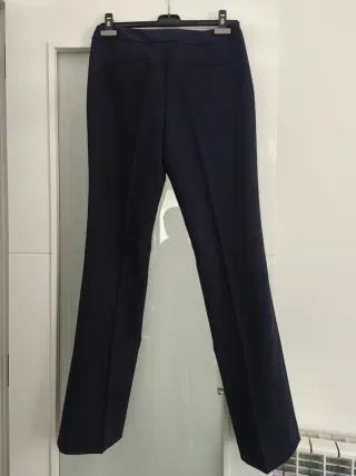 Pantalón recto azul marino mujer Zara