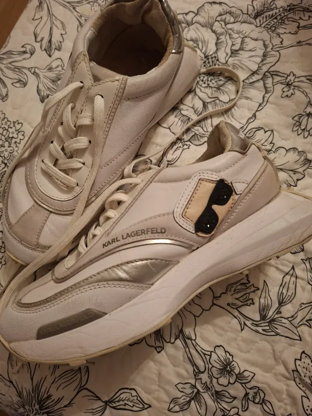 Sneakers Karl Lagerfeld bianche e argentate