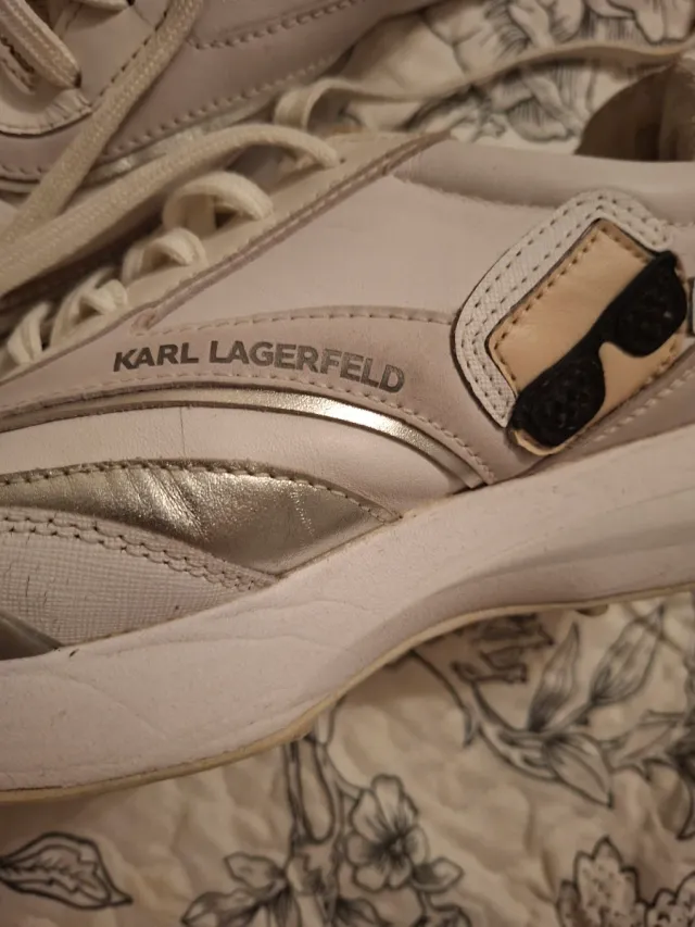 Sneakers Karl Lagerfeld bianche e argentate