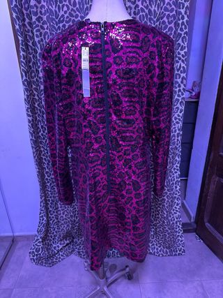 Vestido lentejuelas rosa y negro