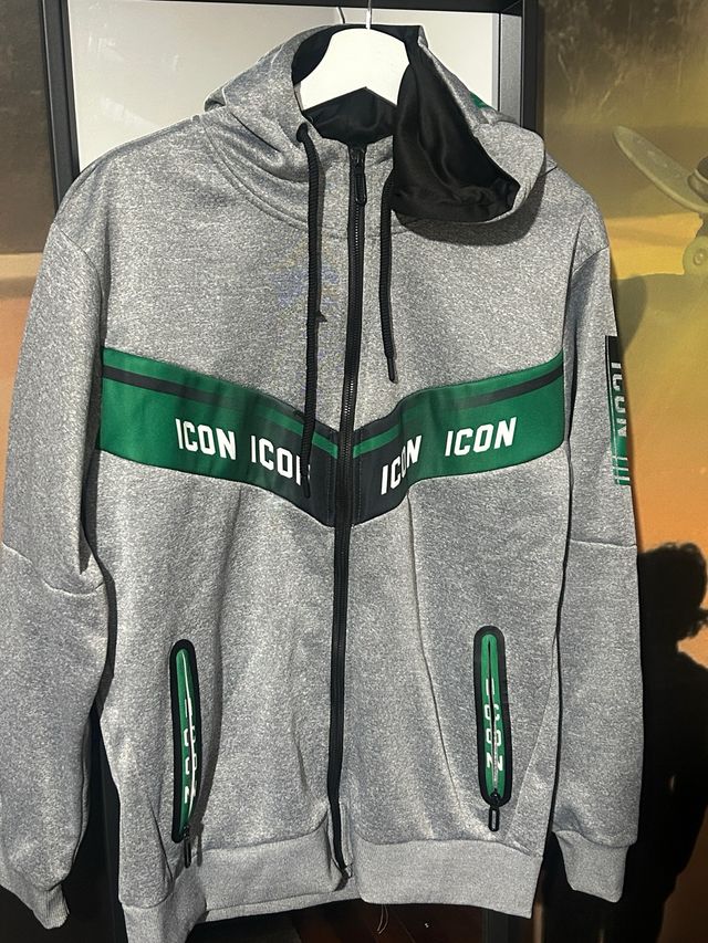 Sudadera Flez-Style Icon Gris y Verde