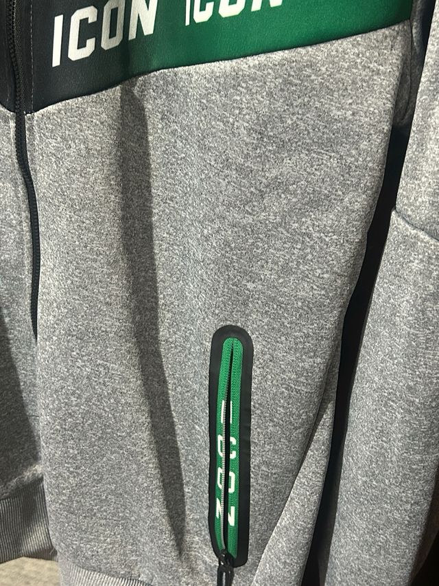 Sudadera Flez-Style Icon Gris y Verde