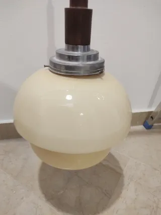 Lampadario Modernariato Metallo Rivestito Legno