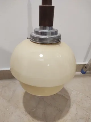 Lampadario Modernariato Metallo Rivestito Legno