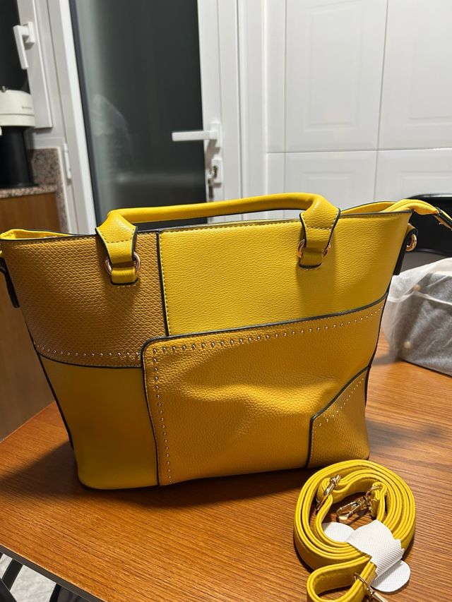Bolso amarillo señora asas sin estrenar