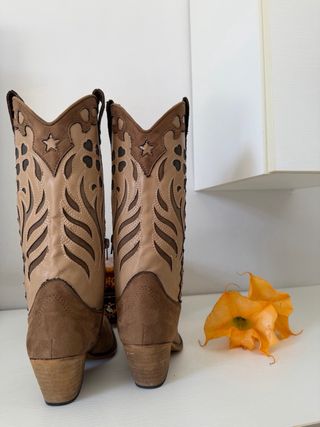 Stivali Camperos Beige/Marrone Tg 39 texani