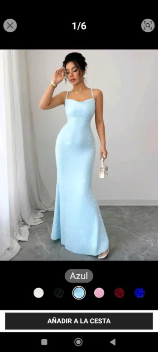 Vestido de fiesta largo azul brillante