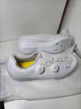 Zapatillas Ciclismo Carretera Blancas T-45