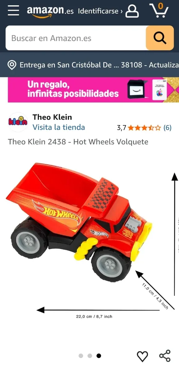 Camión Volquete Hot Wheels Rojo