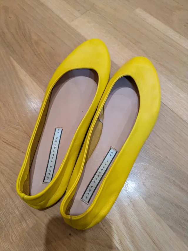Bailarinas Zara Piel Amarillas Talla 40