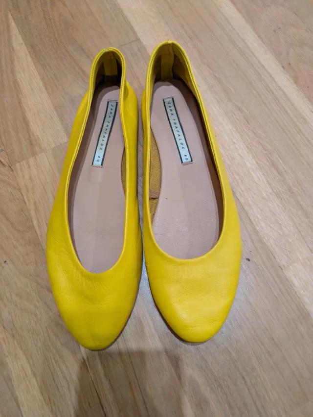 Bailarinas Zara Piel Amarillas Talla 40