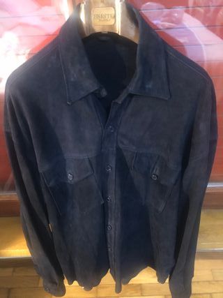 Camicia uomo vera pelle scamosciata nera