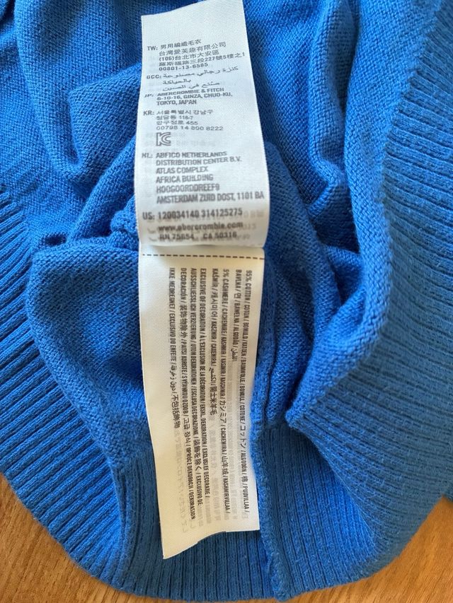 Jersey Abercrombie & Fitch Azul V 95% Algodón