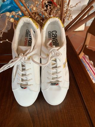 Ténis Roberto Cavalli Senhora Dourado/Branco