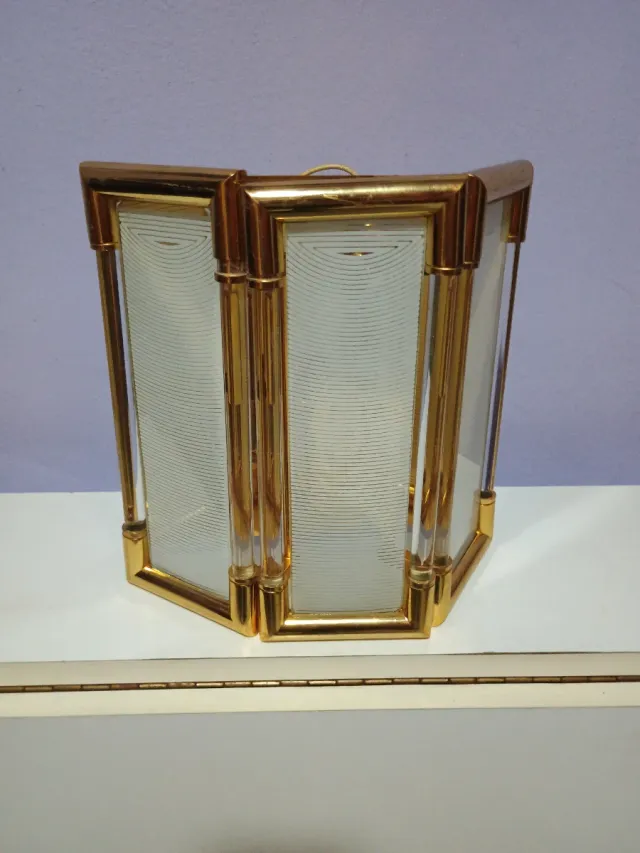 Lámpara Vintage Aplique Pared Cristal Dorado