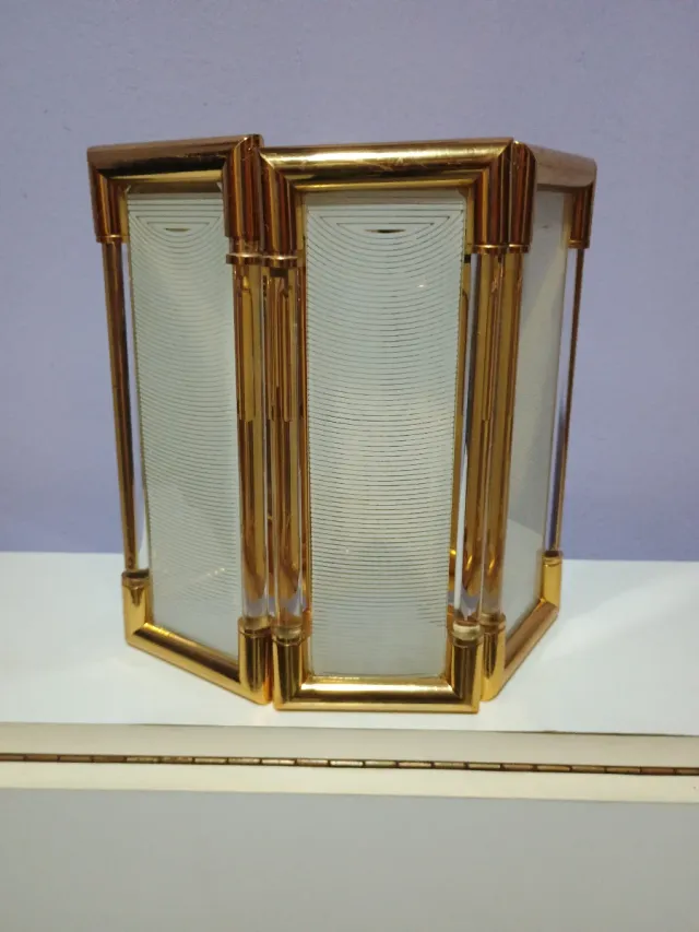 Lámpara Vintage Aplique Pared Cristal Dorado