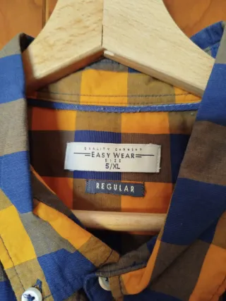 Camisa Easy Wear Cuadros Azul/Amarillo Talla XL