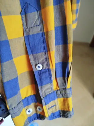 Camisa Easy Wear Cuadros Azul/Amarillo Talla XL