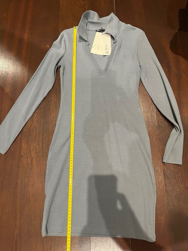 Vestido Zara Gris Manga Larga Talla M