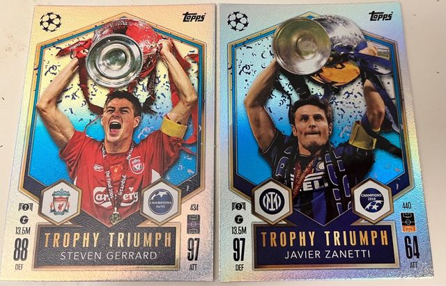 3 Cards Topps Trophy Triumph Gerrard y Zanetti
