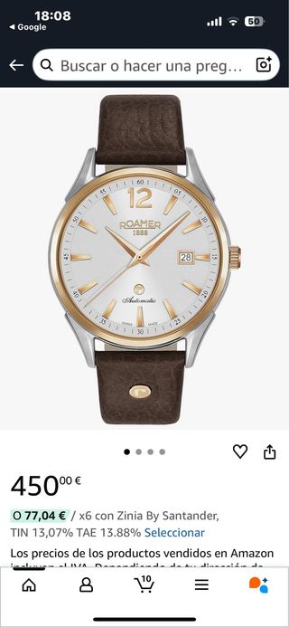 Reloj Automático Roamer Suizo Marrón/Dorado