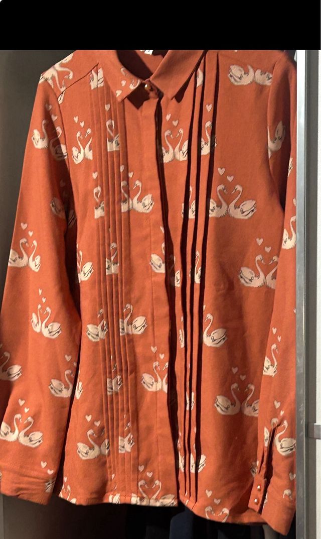 Camisa Paulaloves Estampado Cisnes y Corazones