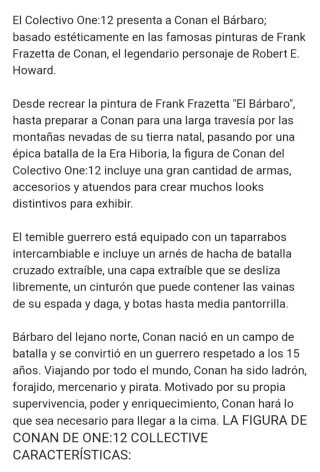 Figura Conan el Bárbaro One:12 Mezco.