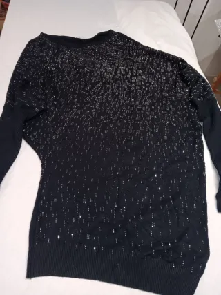 Vestido de lana fina con brillo